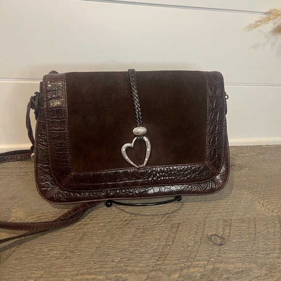 Brighton Harvest Crossbody Organizer Brown Leather Handbag Purse - Vintage - Picture 14 of 14